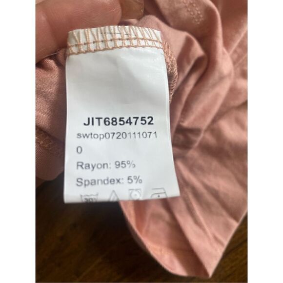 Small Pink sheer polka dot puffy long sleeve top - Picture 4 of 4